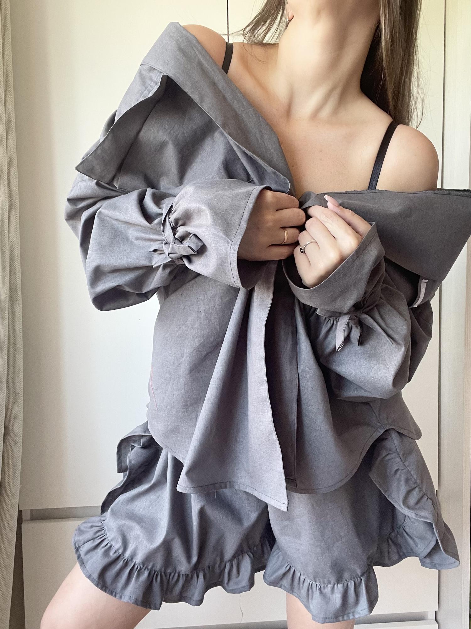 Хлопковый костюм «SHER»  в сером цвете