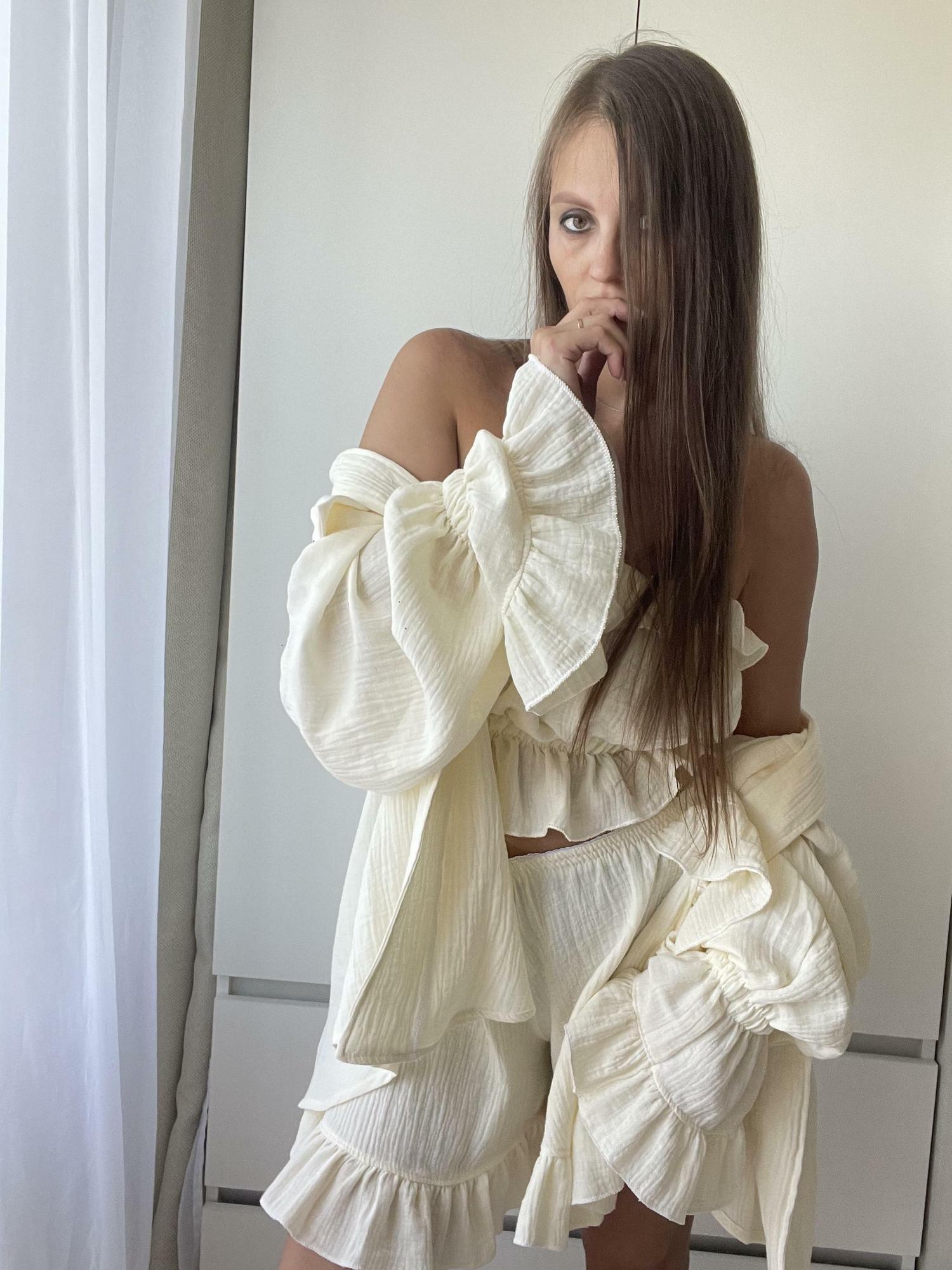 Хлопковый костюм «DER»  в молочном цвете