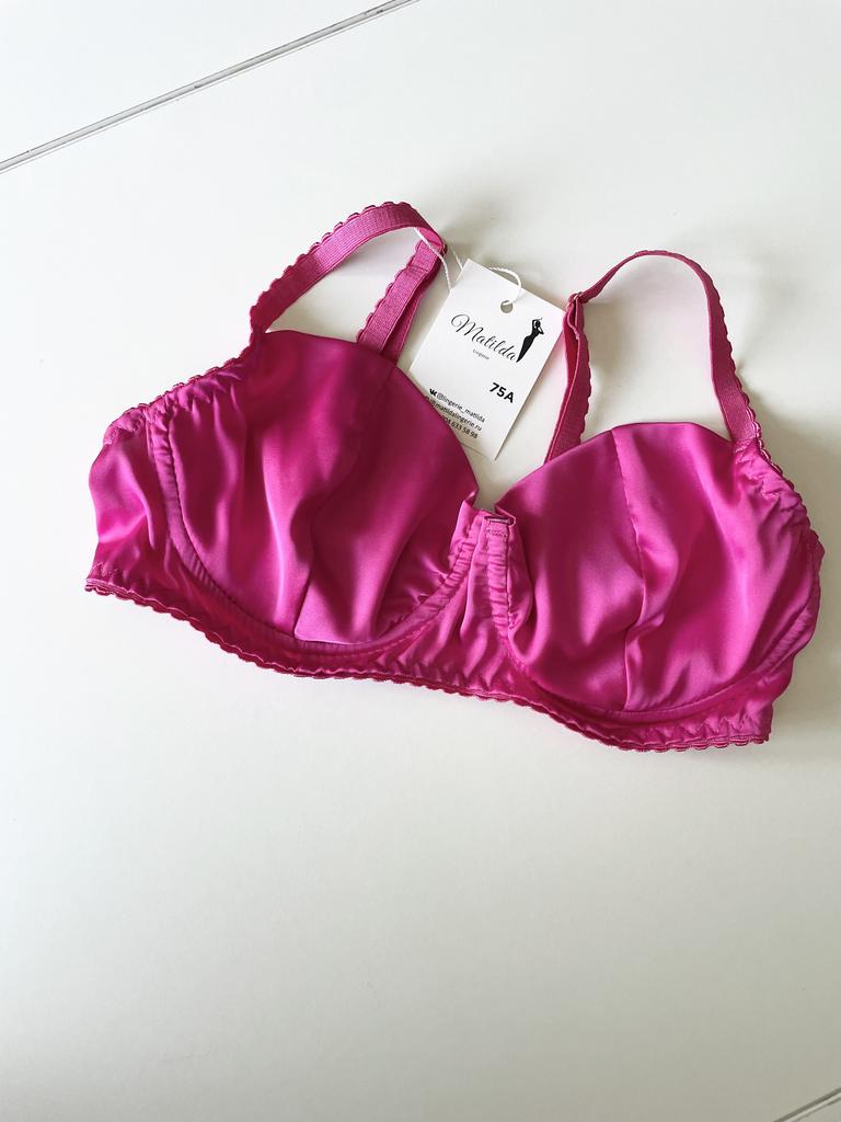 Нежный шелковый бюстгальтер  в ярко - розовом цвете «SIDI»