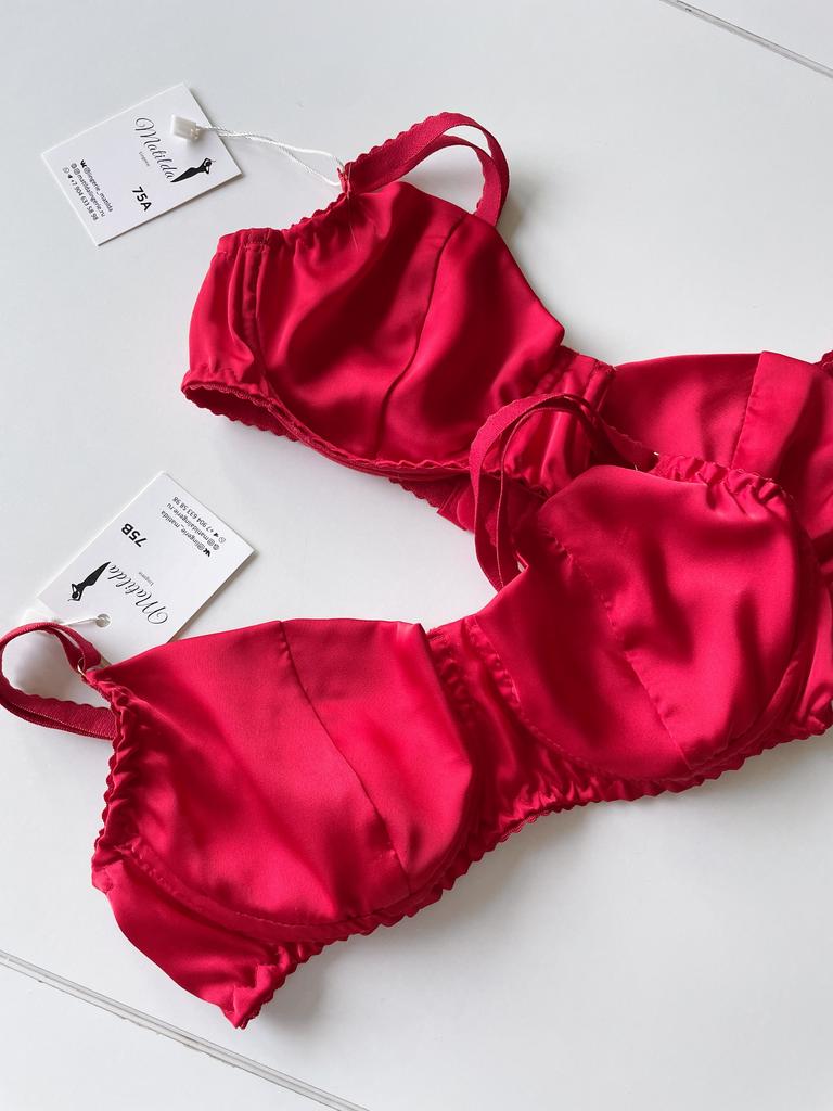 Нежный шелковый бюстгальтер  красном цвете «SIDI»