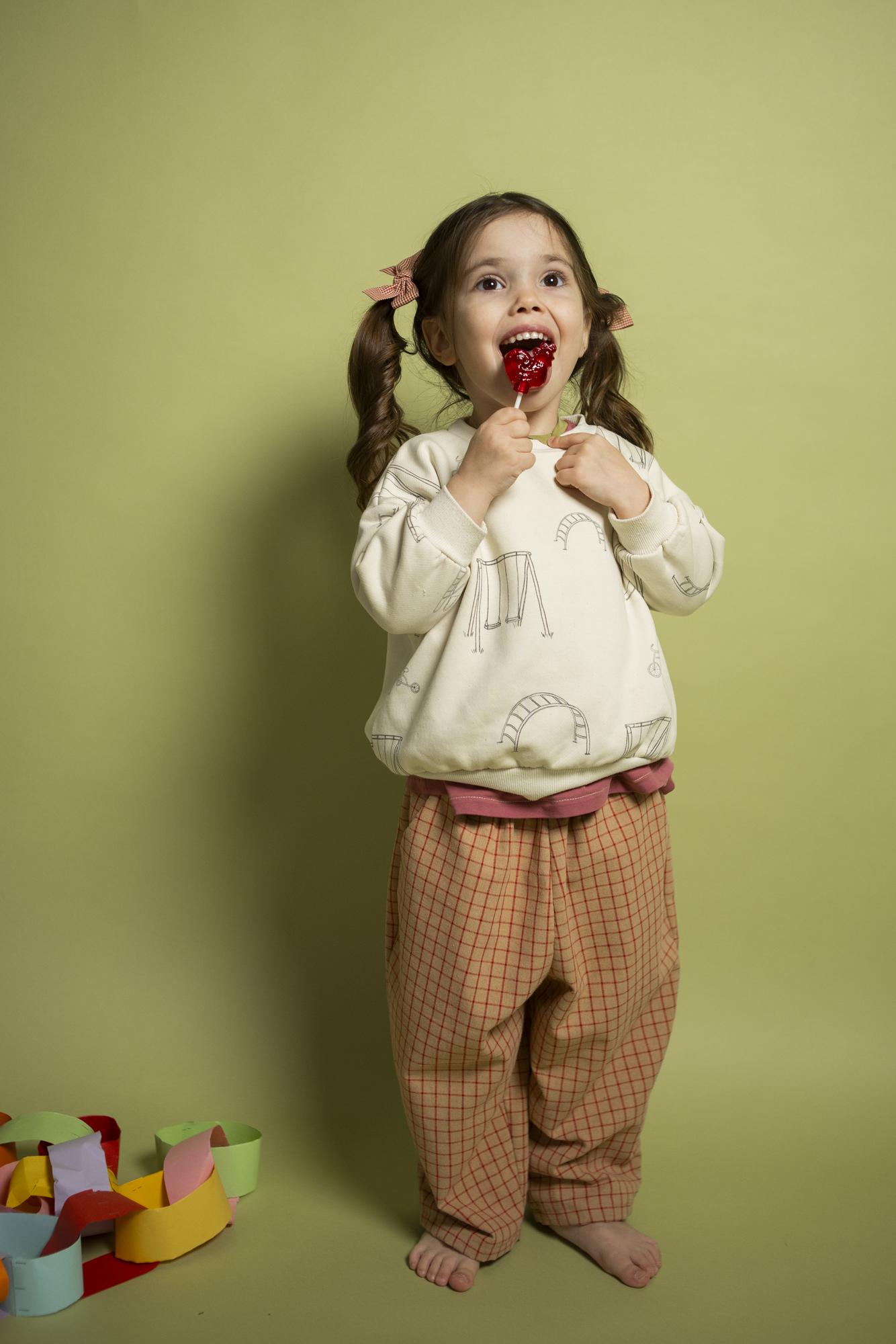 Брюки из хлопка "красная клетка"