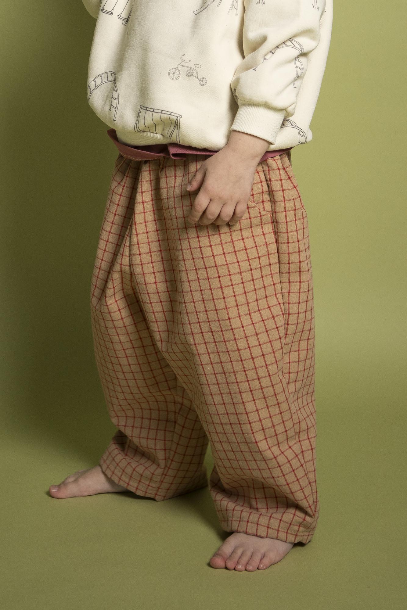 Брюки из хлопка "красная клетка"