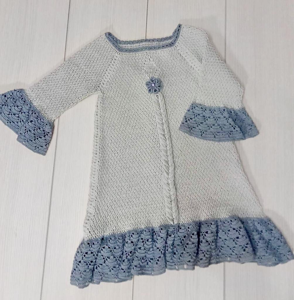 Мастер класс по вязанию платья "Серая дымка"