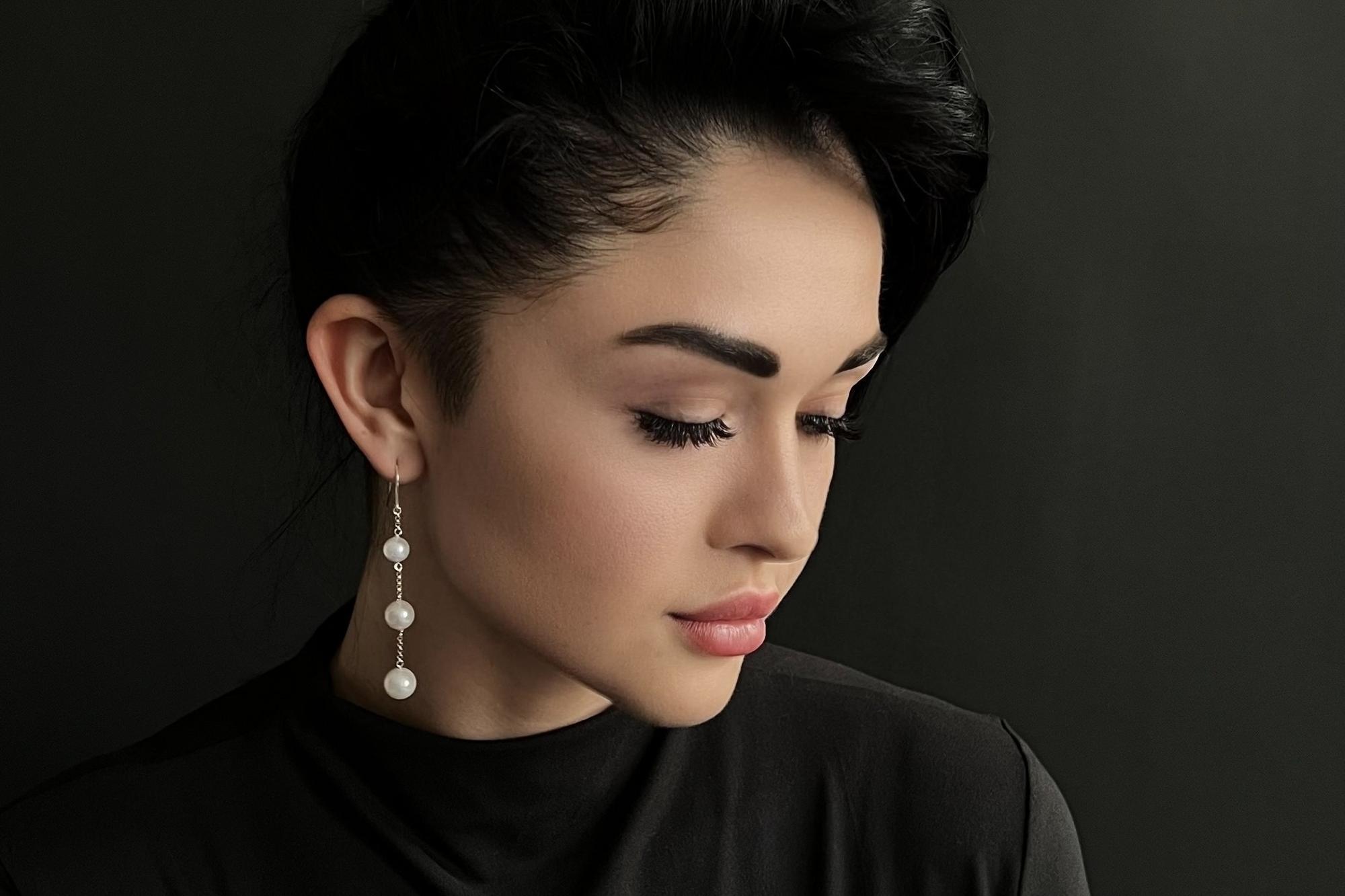 Длинные серьги с натуральным жемчугом VIBI