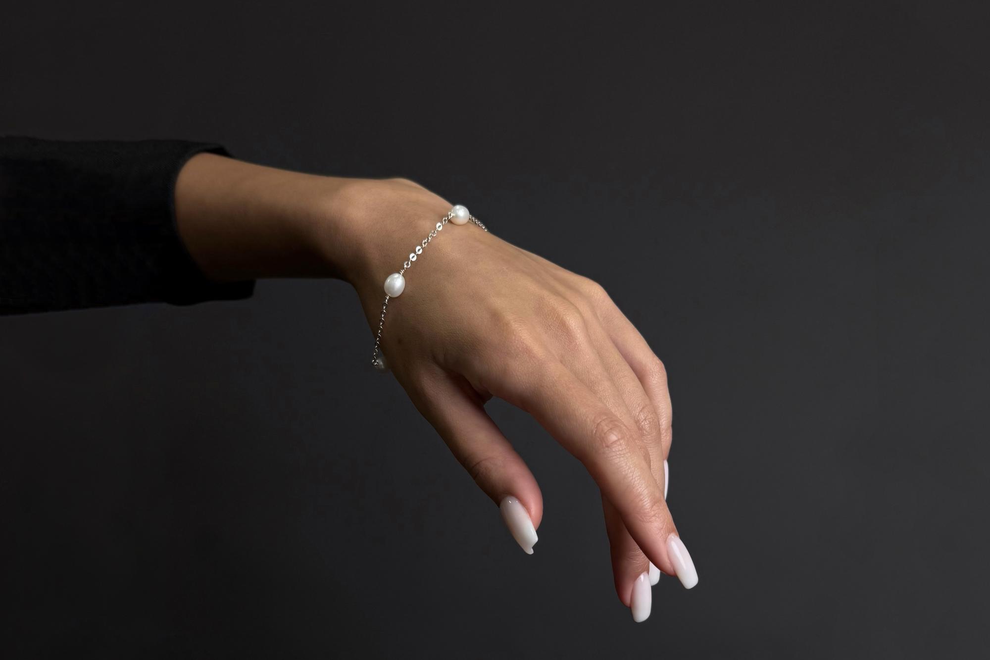 Браслет с жемчугом и цепочкой 5TH ELEMENT