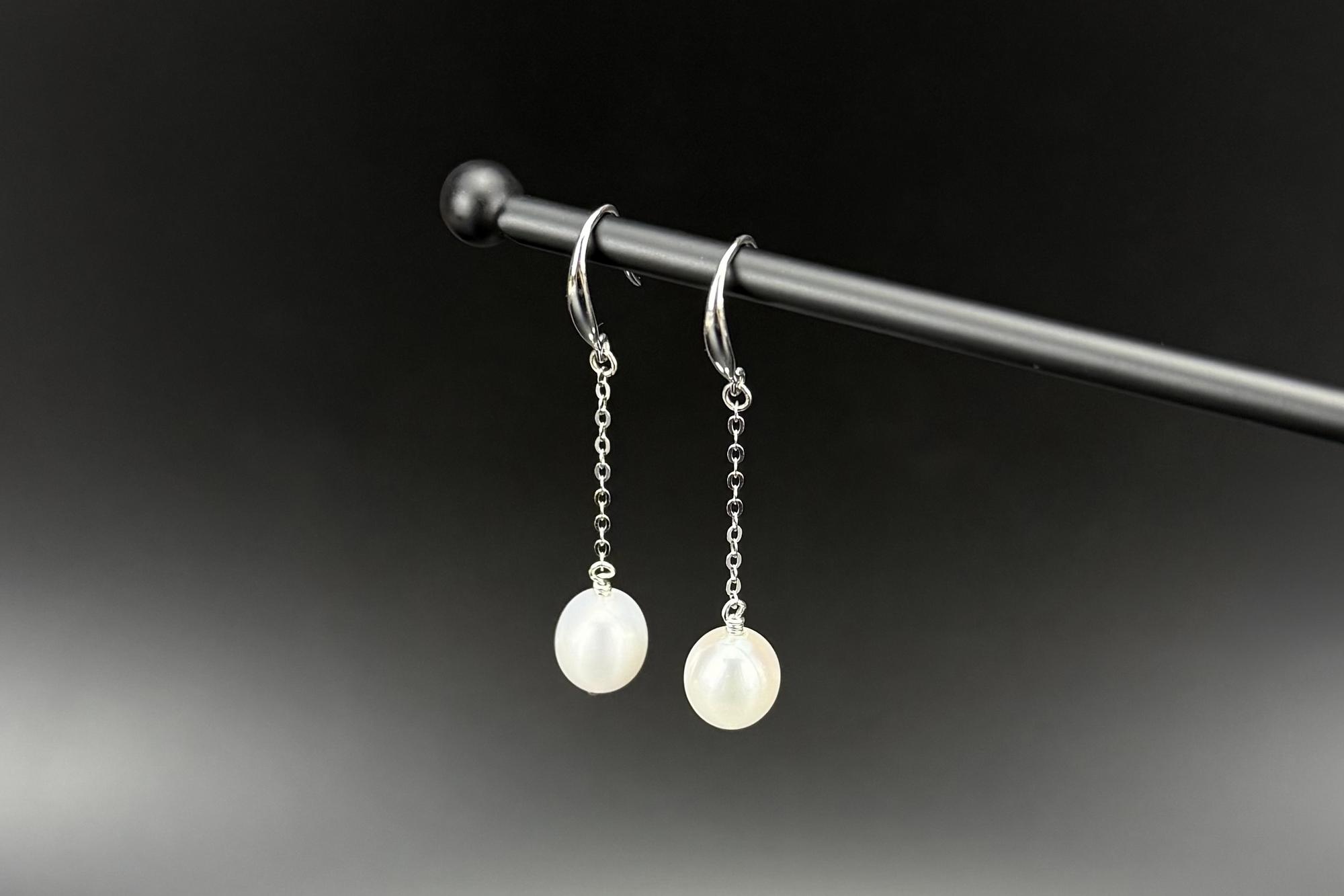 Длинные серьги с натуральным жемчугом ELEMENT