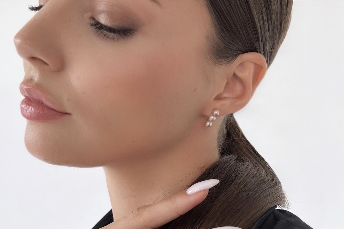 Серьги с натуральным розовым жемчугом TRINITY