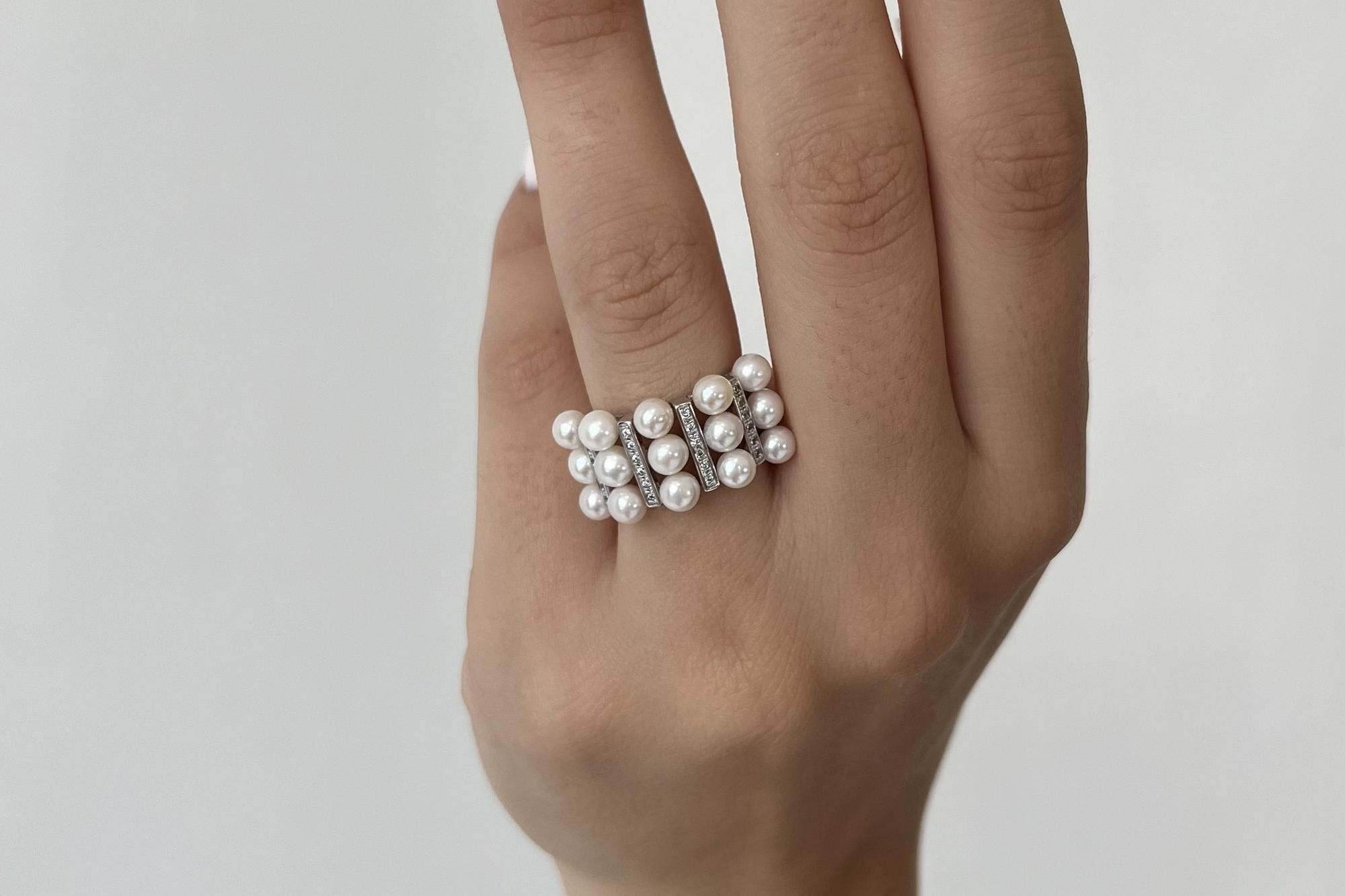 Крупное кольцо с натуральными жемчужинами BOGEMA