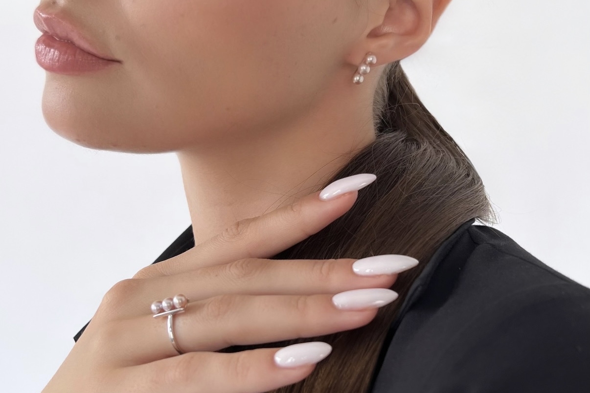 Комплект украшений из натурального розового жемчуга TRINITY