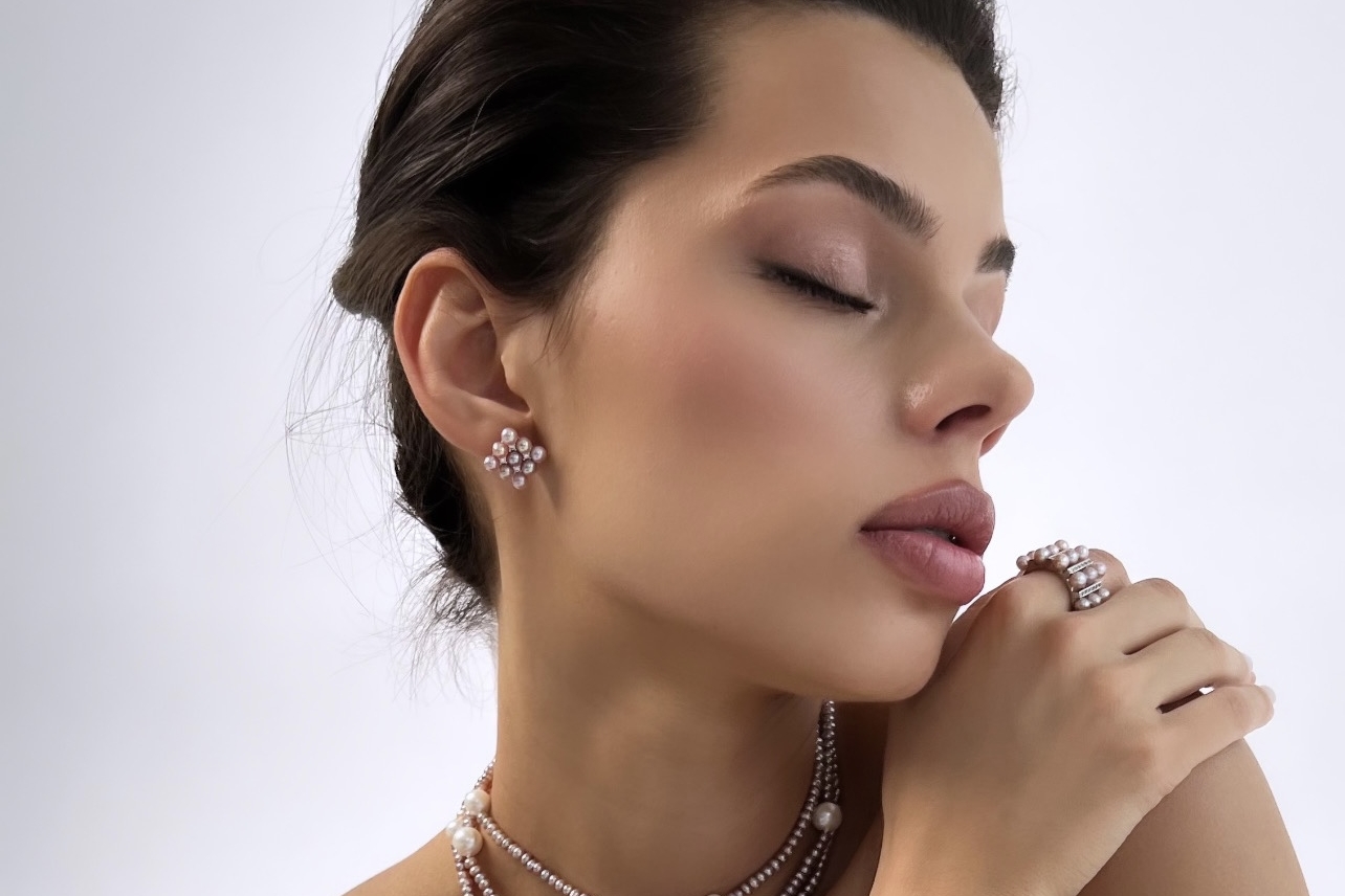 Серьги гвоздики с натуральным жемчугом OPERA