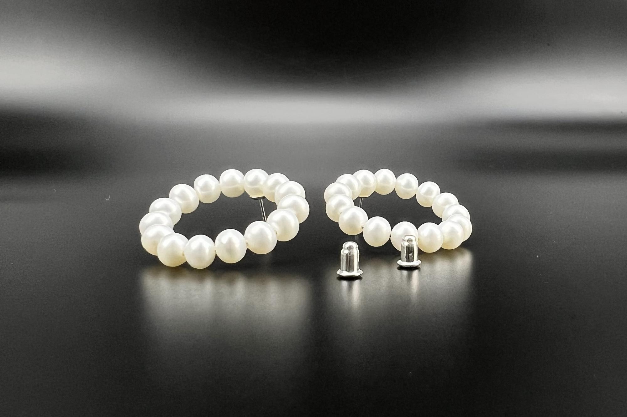 Серьги конго с натуральным жемчугом CLOUD