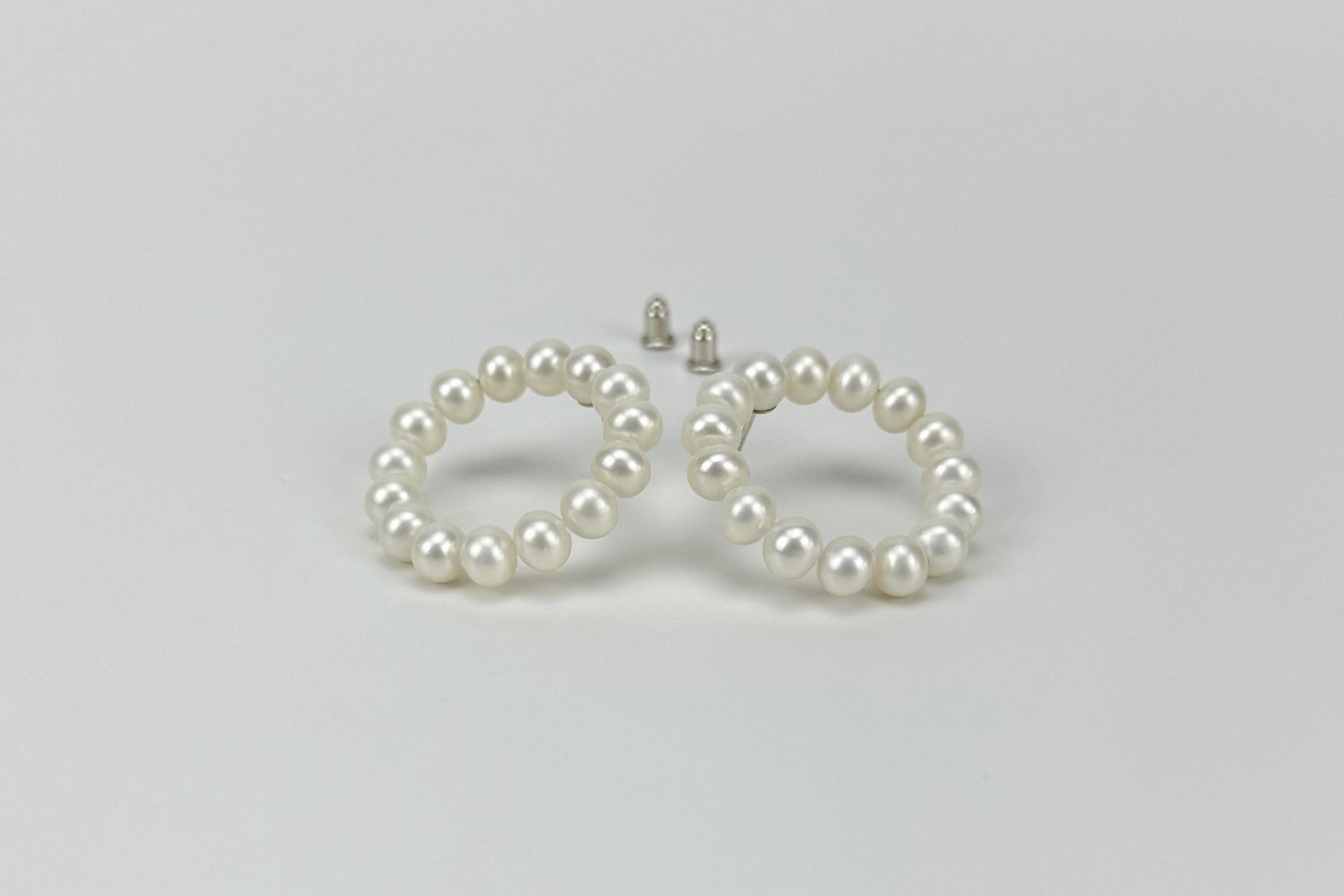 Серьги конго с натуральным жемчугом CLOUD