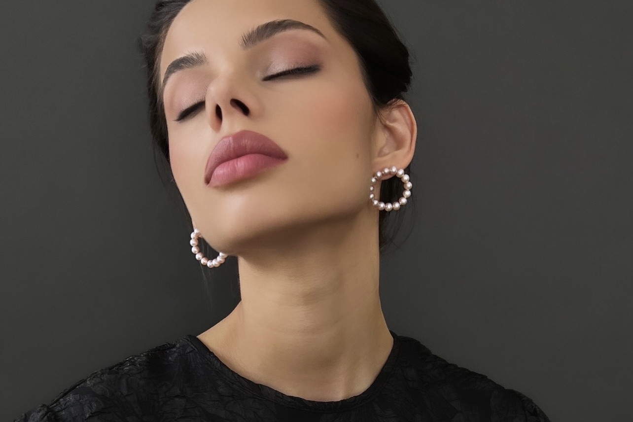 Серьги конго с натуральным жемчугом CLOUD