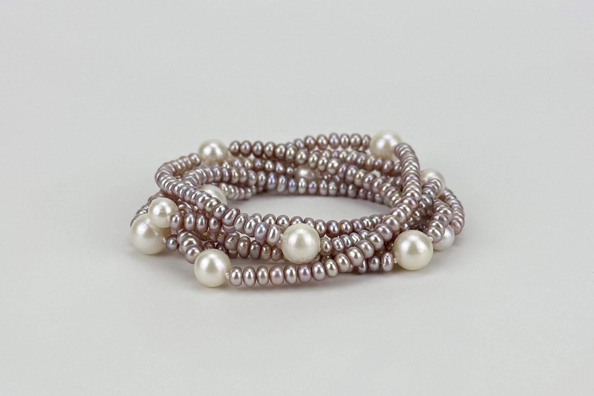 Длинное колье из розового жемчуга ICON