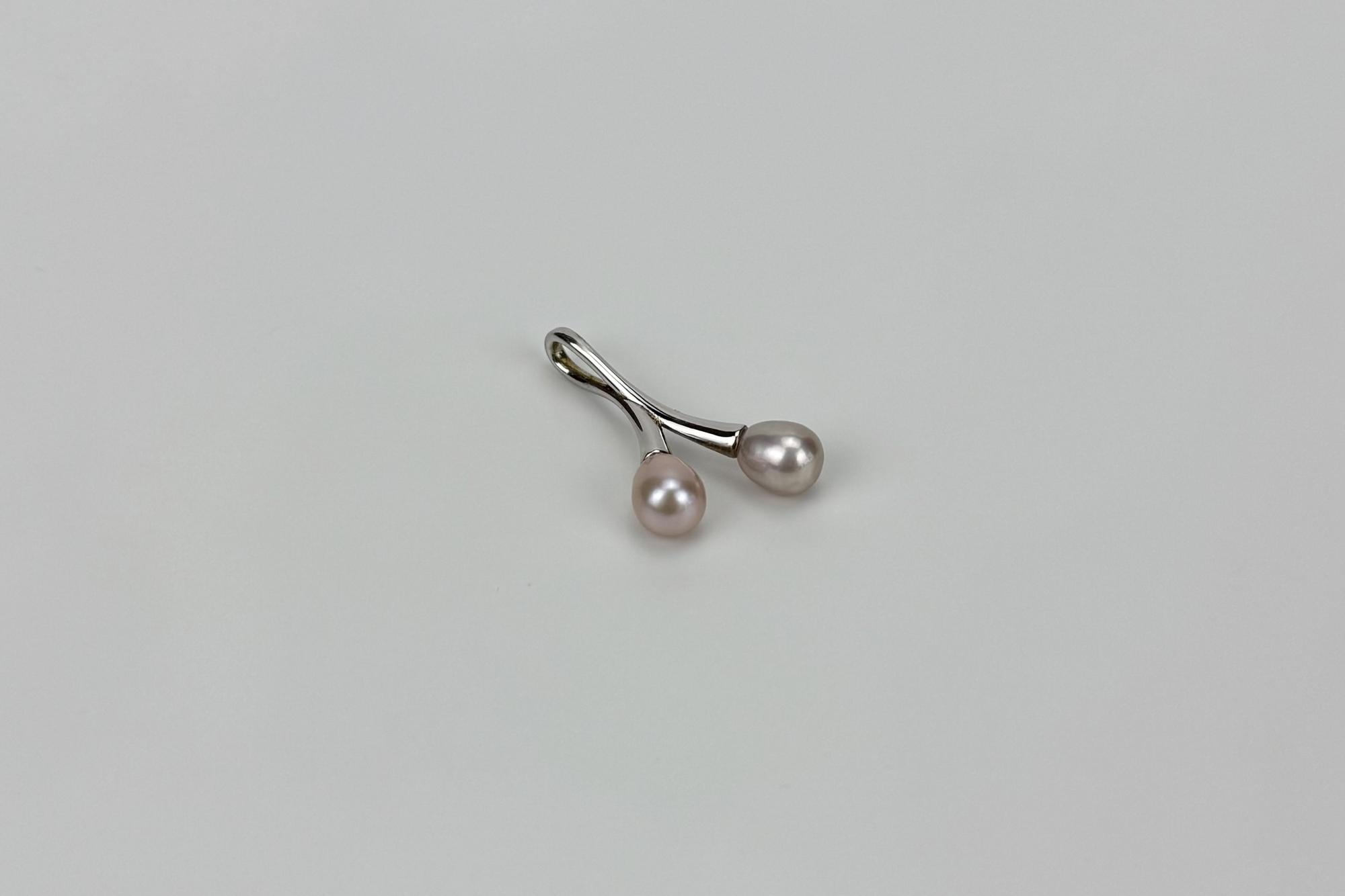 Подвеска с двумя натуральными розовыми жемчужинами DEW