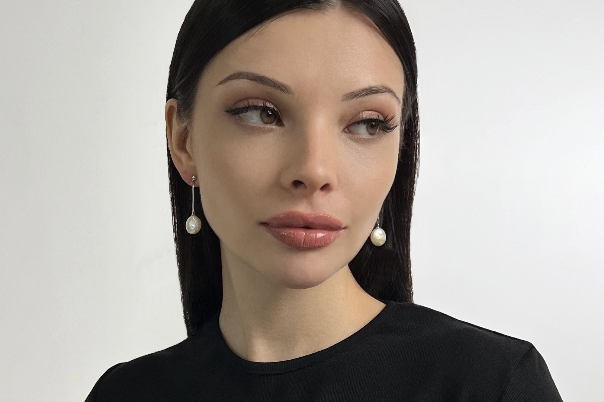 Длинные серьги с натуральным жемчугом POLLY