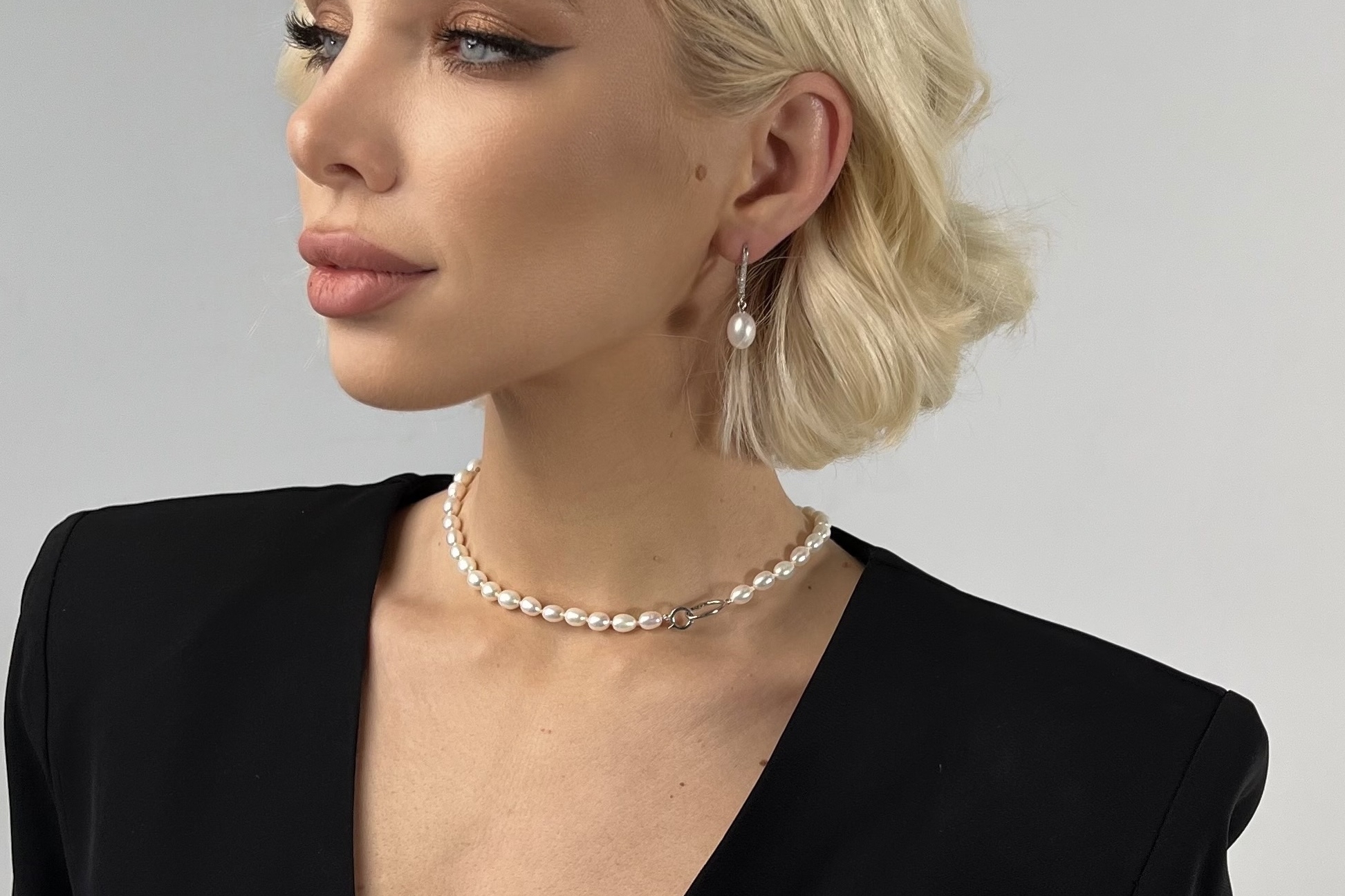 Чокер CLASSIC из натурального белого жемчуга