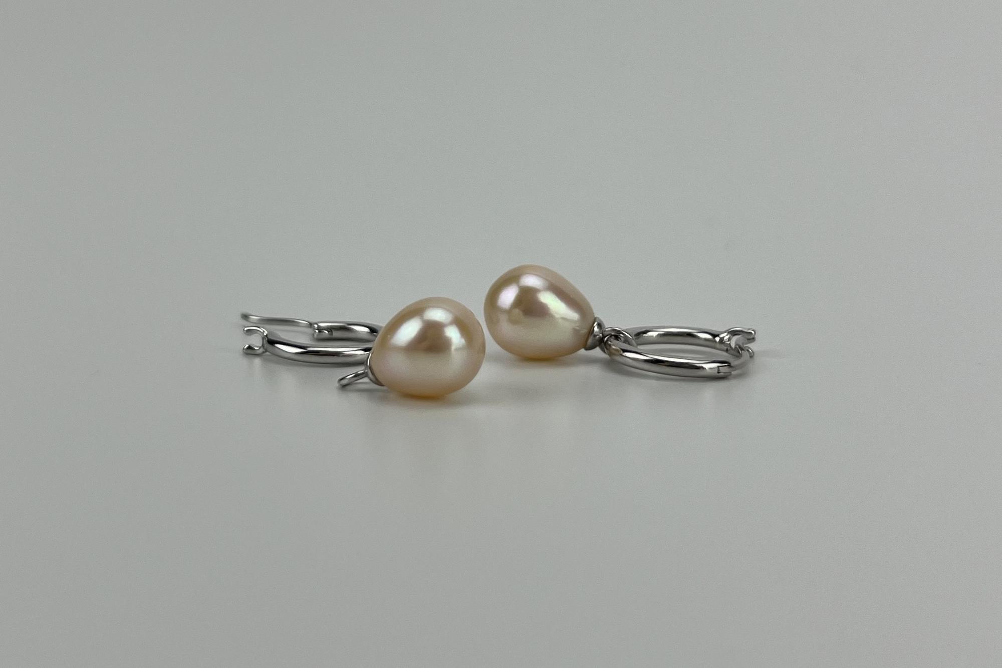 Серьги с натуральным персиковым жемчугом SAME