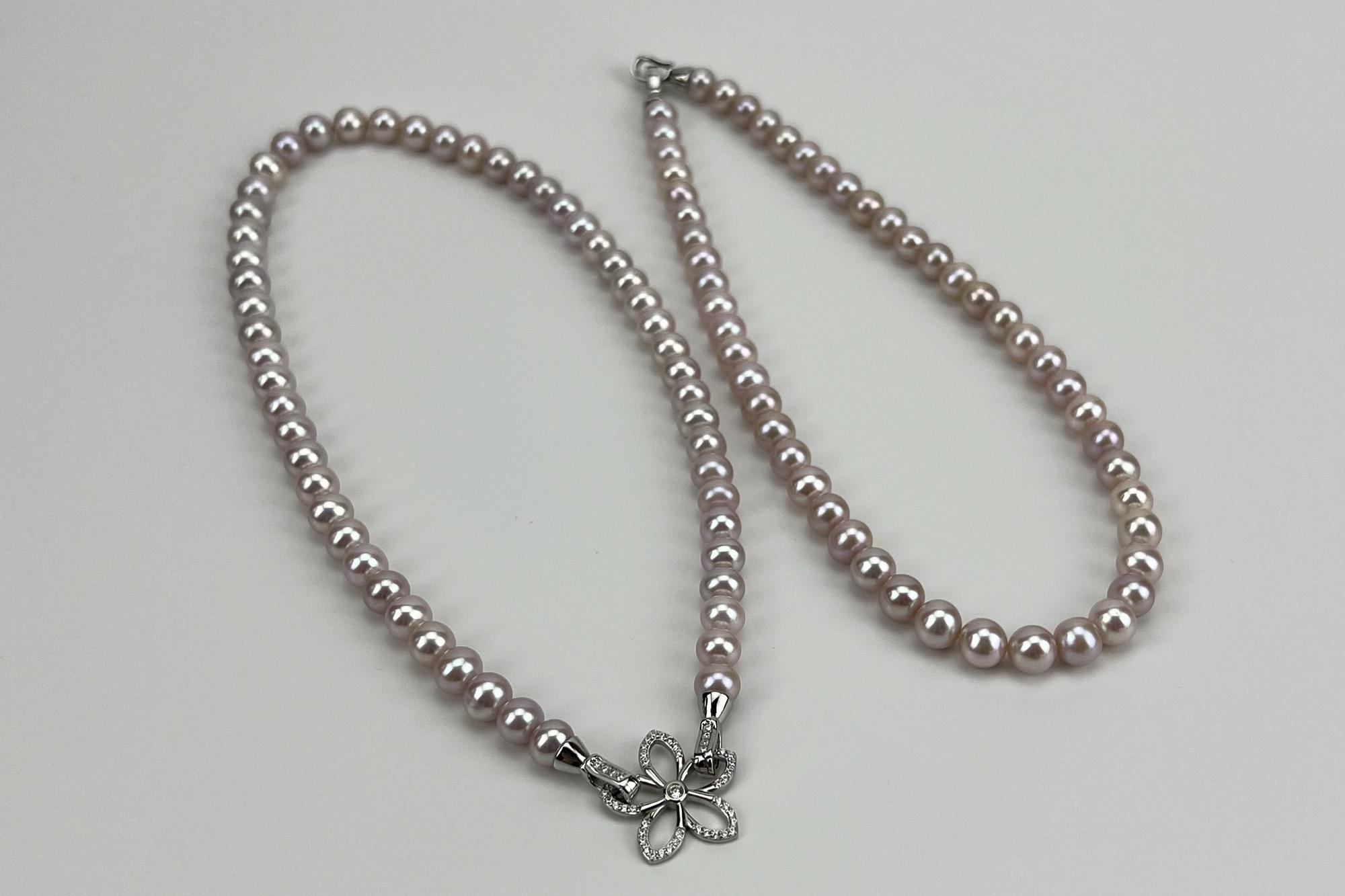 Колье из натурального розового жемчуга PINK FLOWER