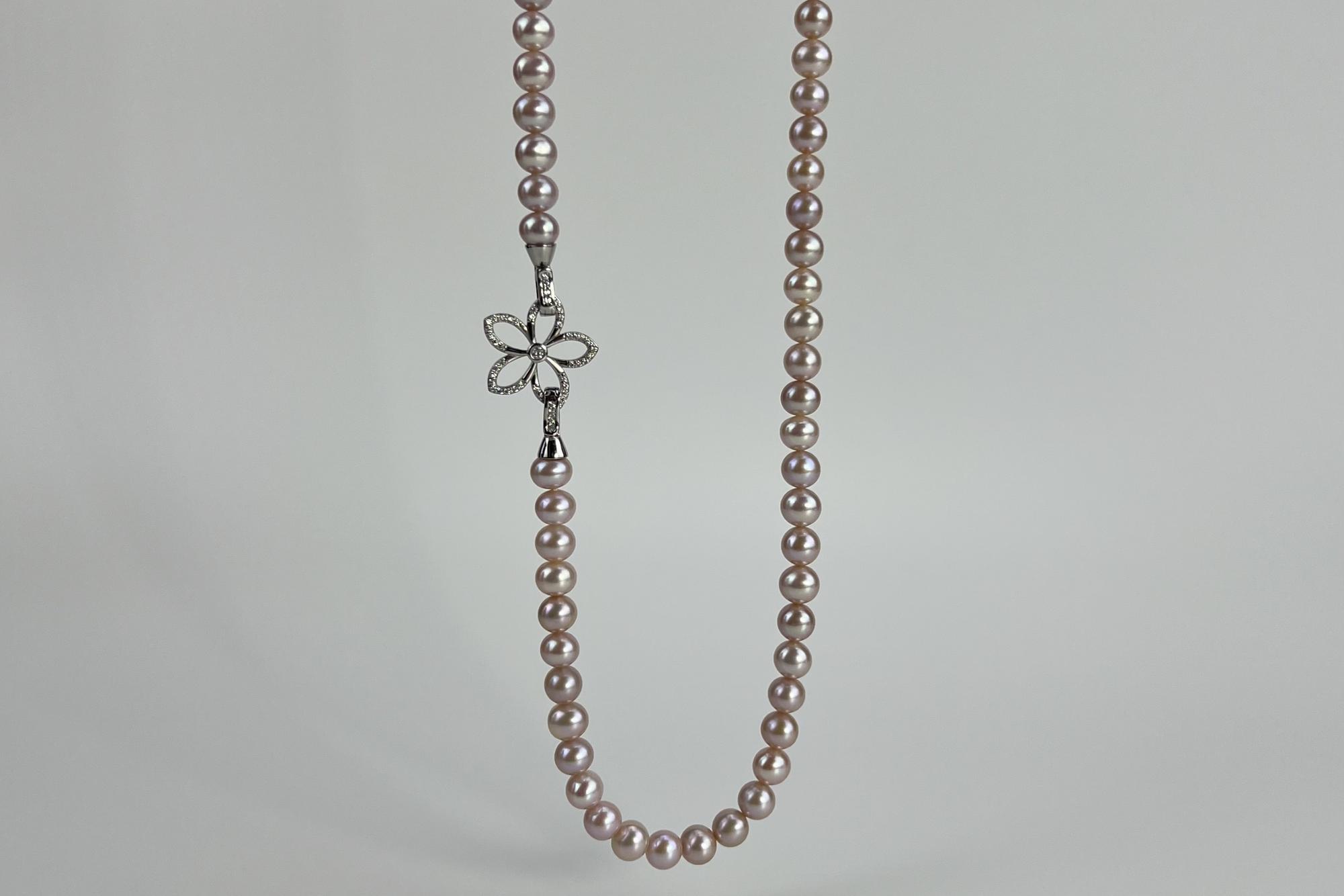 Колье из натурального розового жемчуга PINK FLOWER