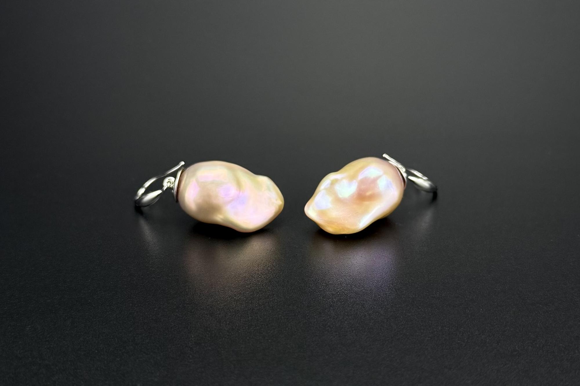 Серьги с персиковым жемчугом барокко SUNMUSK