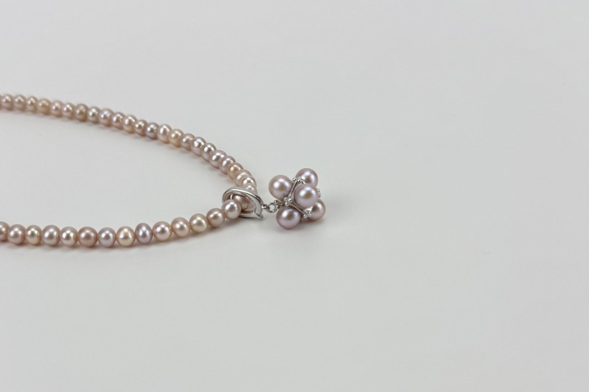 Подвеска с натуральным розовым жемчугом CUBE