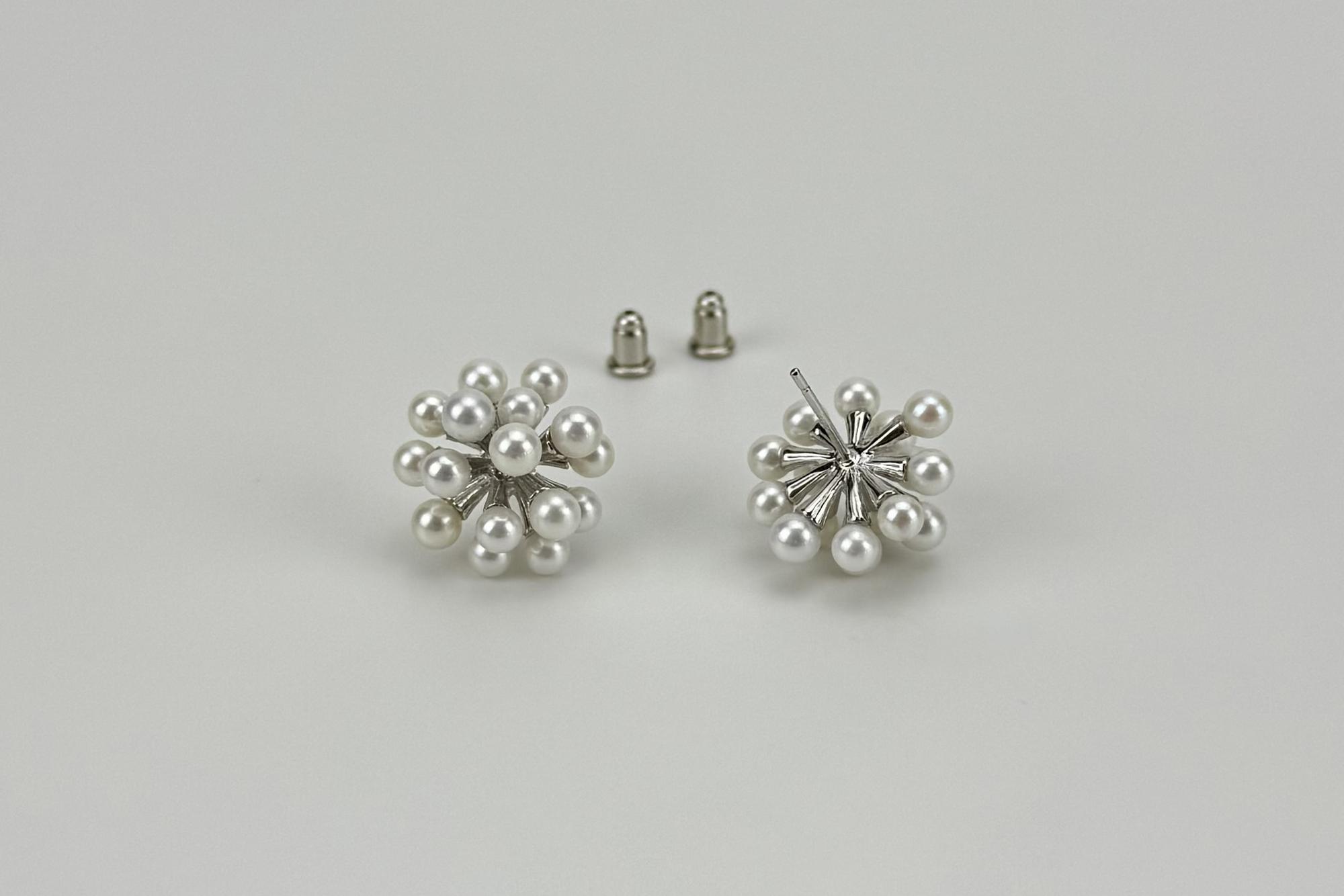 Дизайнерские серьги пуссеты с натуральным жемчугом ATOMICA