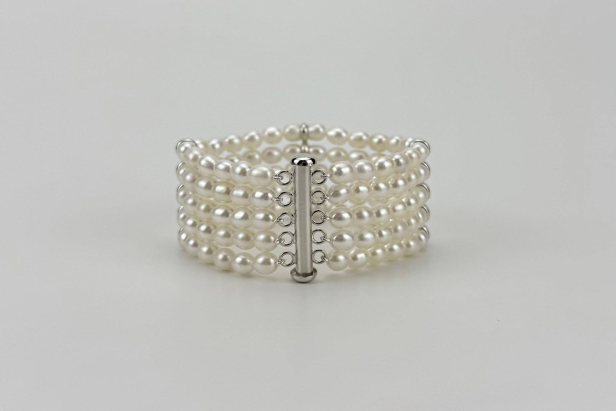 Широкий браслет из натурального жемчуга PRIVATE CODE