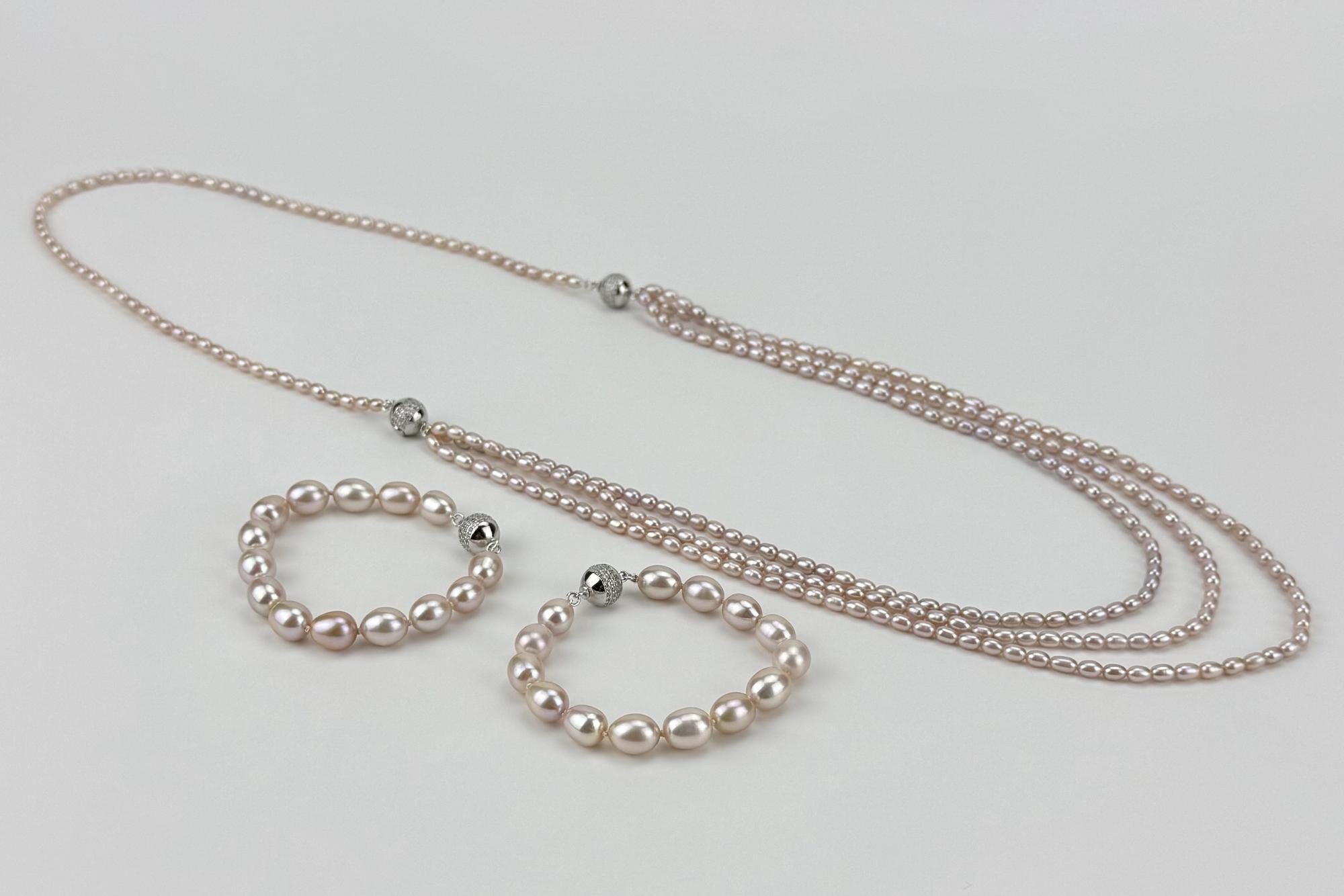 Колье-трансформер из натурального розового жемчуга MORE