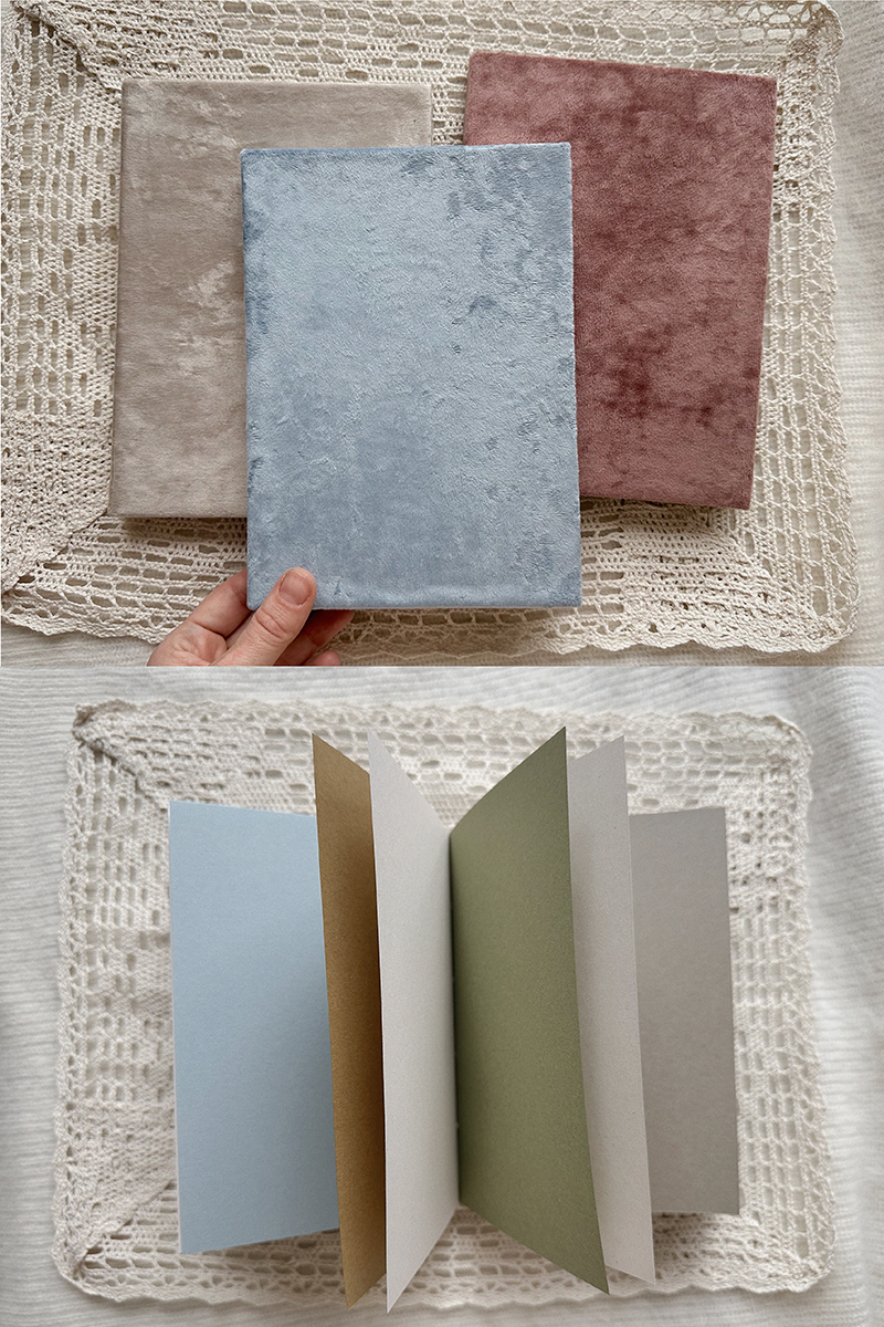 Блокнот бархатный с цветными листами - 3 вида