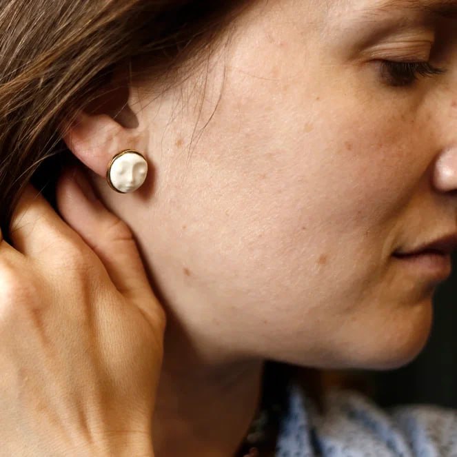 Серьги "Белый лунный лик"