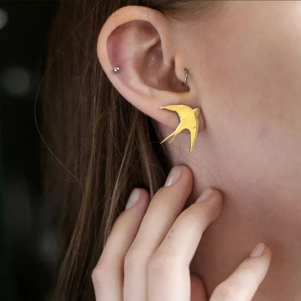 Серьги "Ласточки" гладкие