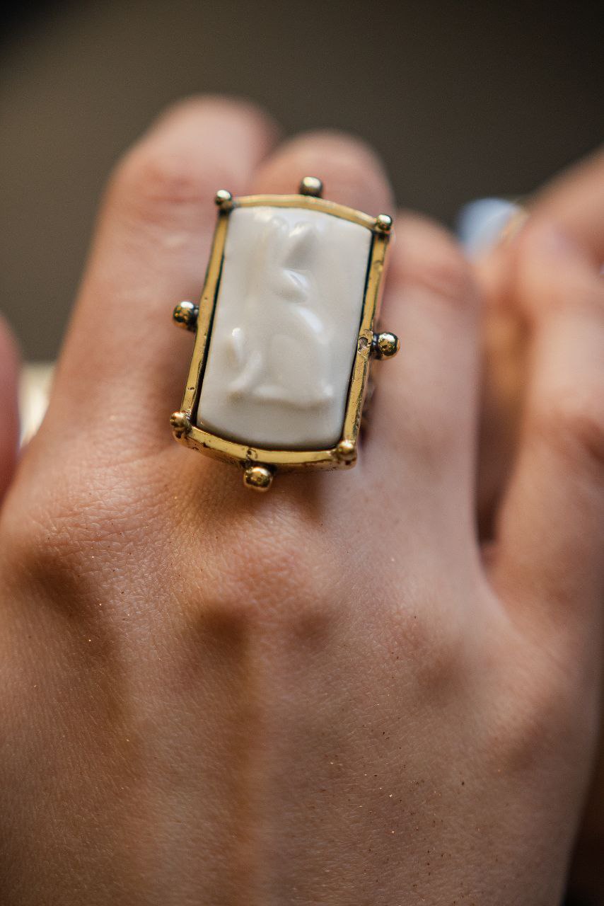 Кольцо с рельефом кролика №5