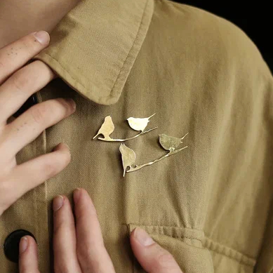 Брошь "Птички певчие"