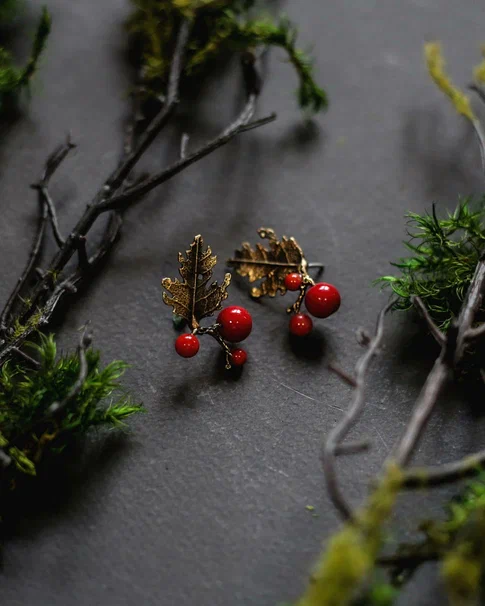 Серьги "Брусника"