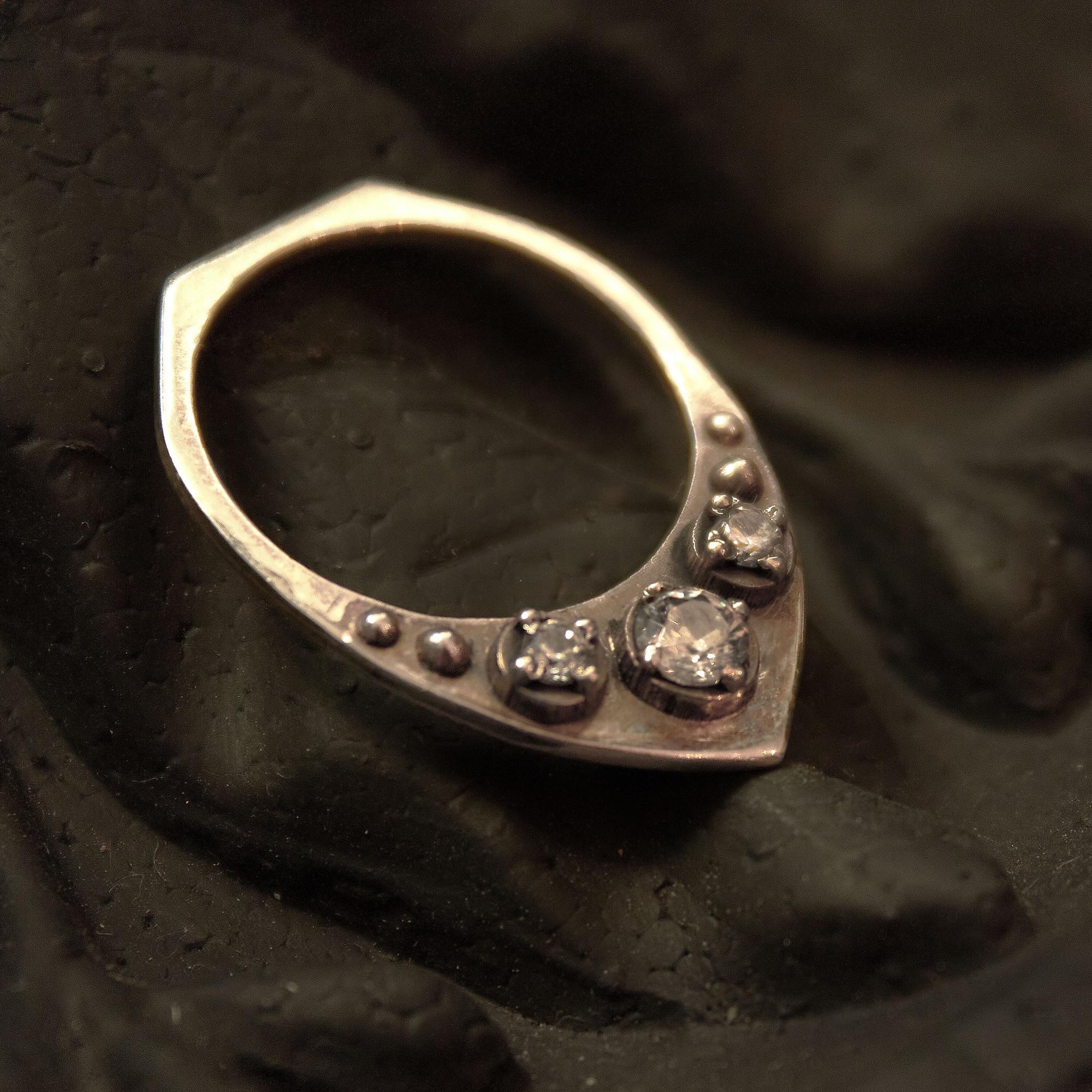 Кольцо "Кокошник с фианитами"