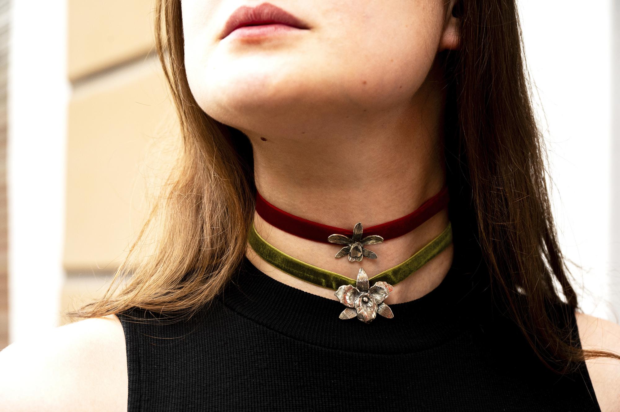 Чокер "Орхидея Красная"