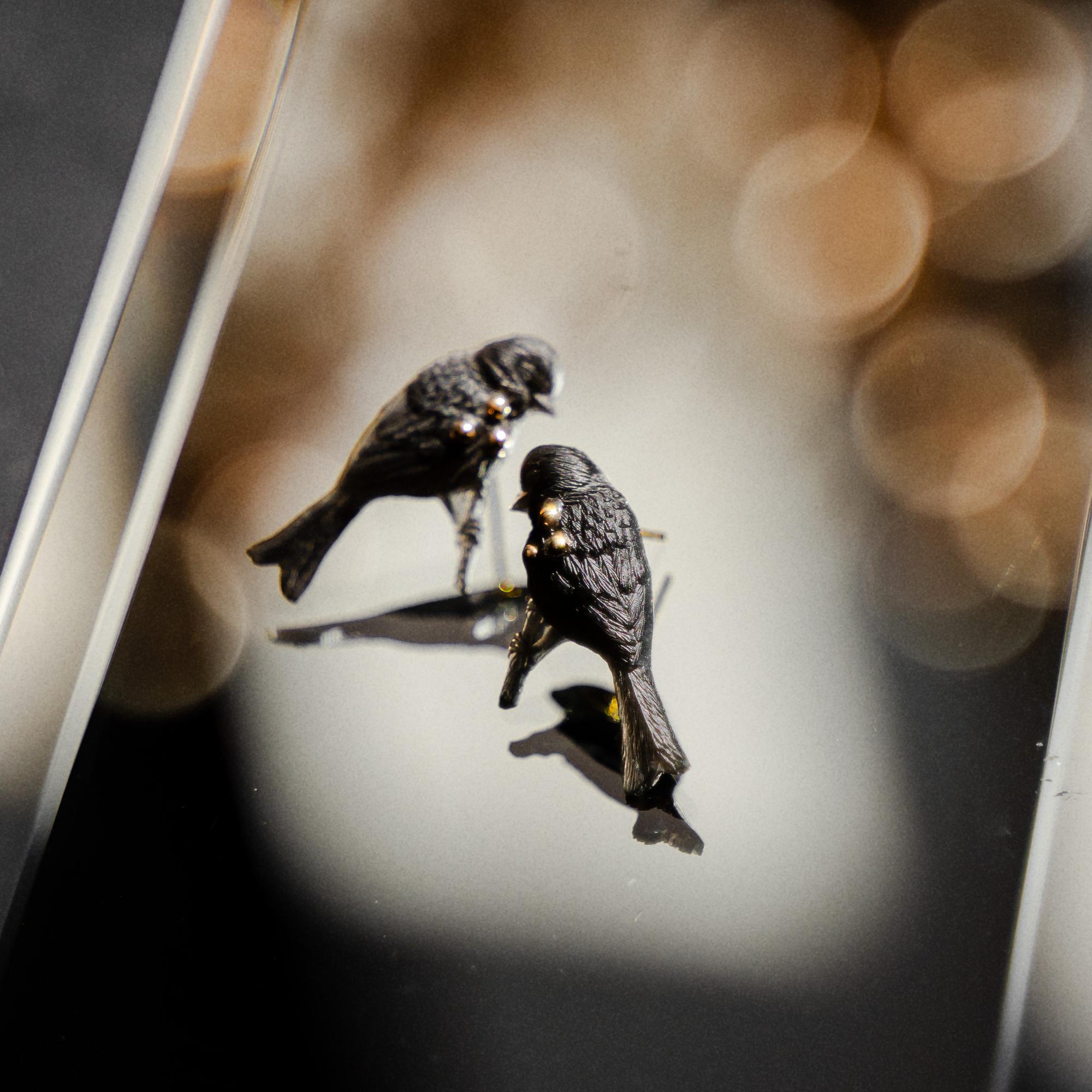 Серьги "Пташечка" черные