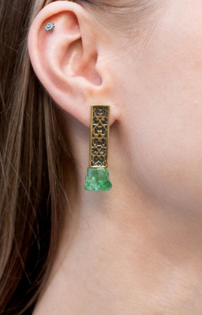 Серьги "Самоцветы" с тонированным кварцем