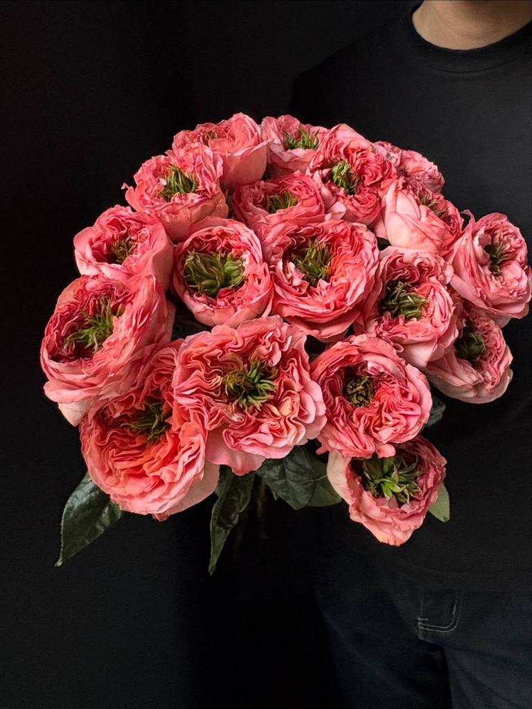 МОНОБУКЕТ ПИОНОВИДНОЙ РОЗЫ "МАНДАРИН"