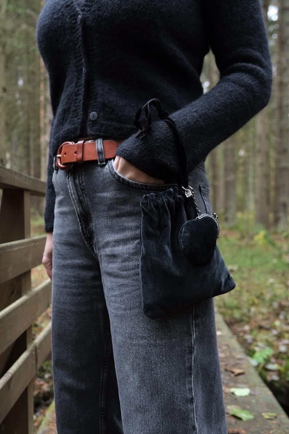 "Привет из магического леса" мешочек из натурального бархата + микро-кошелёк с подвеской-замочком