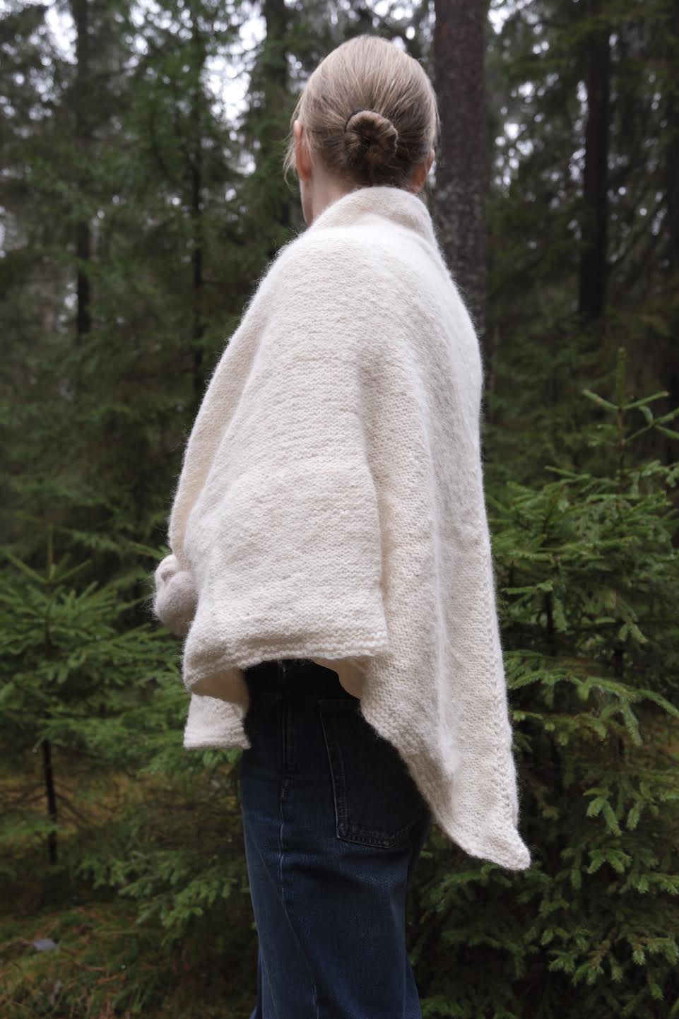 "Зимнее волшебство" скандинавский платок ручной вязки из норвежской шерсти, размер XXL