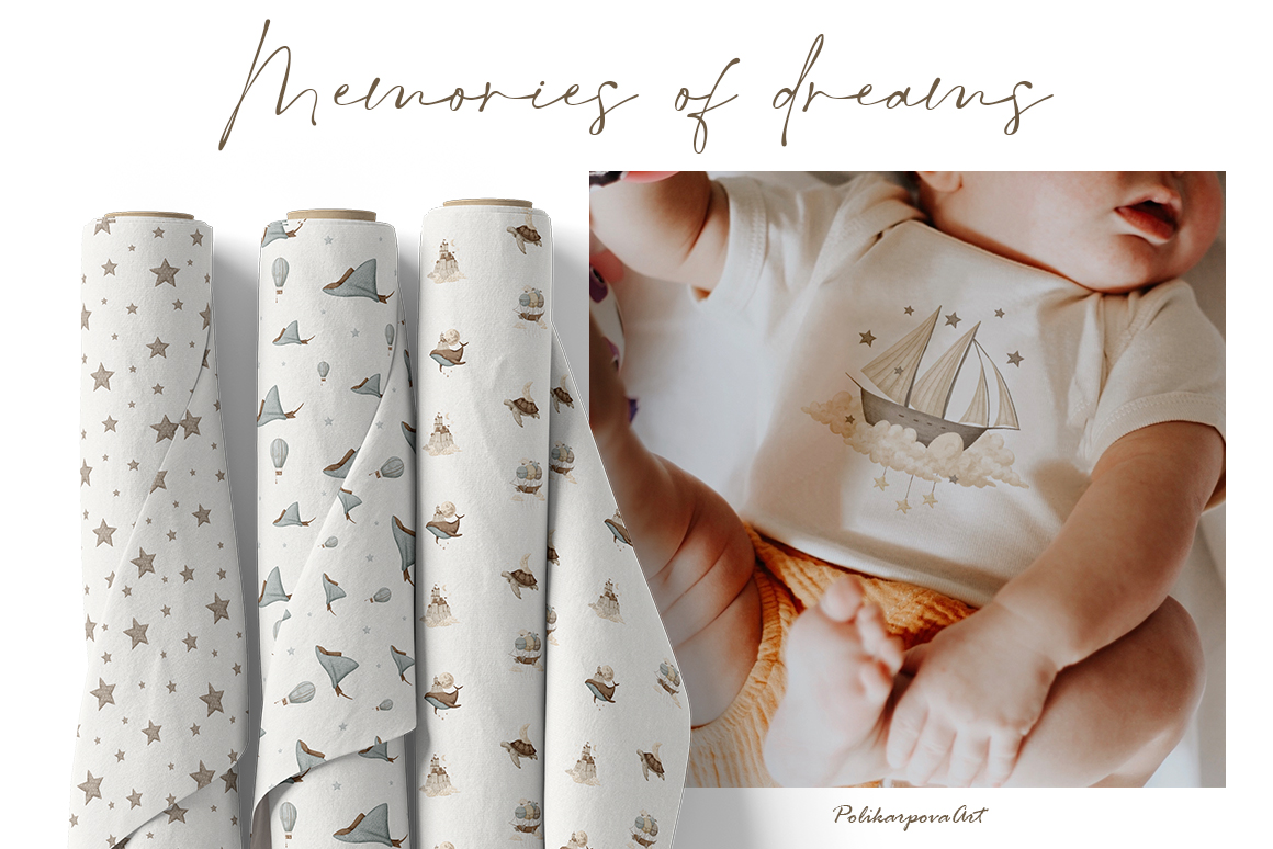 Collection "Memories of dreams" - children's illustrations and patterns