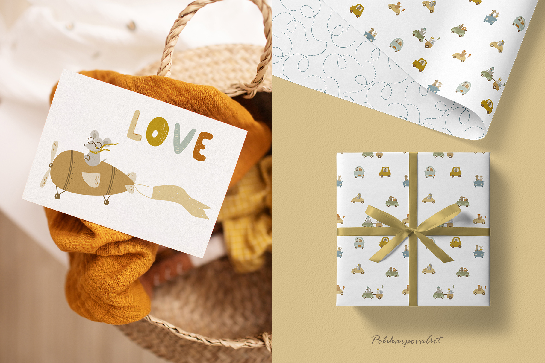 Vector collection "Friends" - kids illustrations and seamless patterns