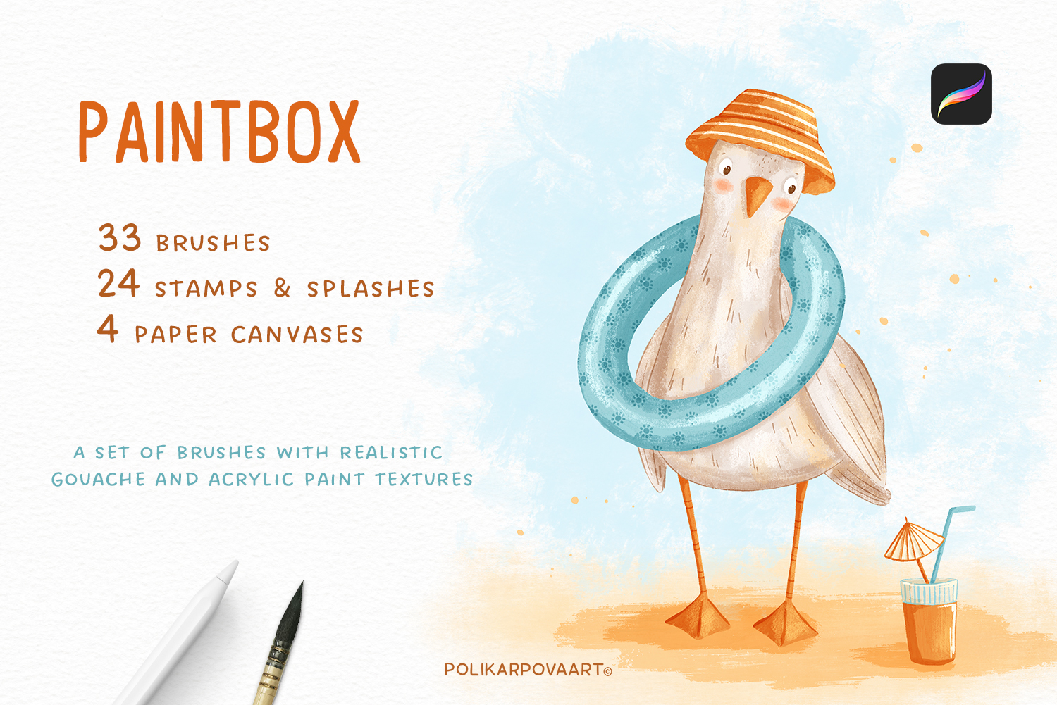 "Paintbox" - set of gouache and acrylic brushes for Procreate