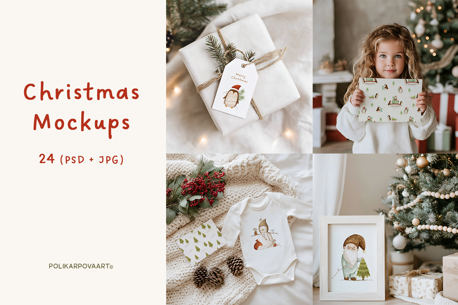 Christmas mockup set - frames and postcards