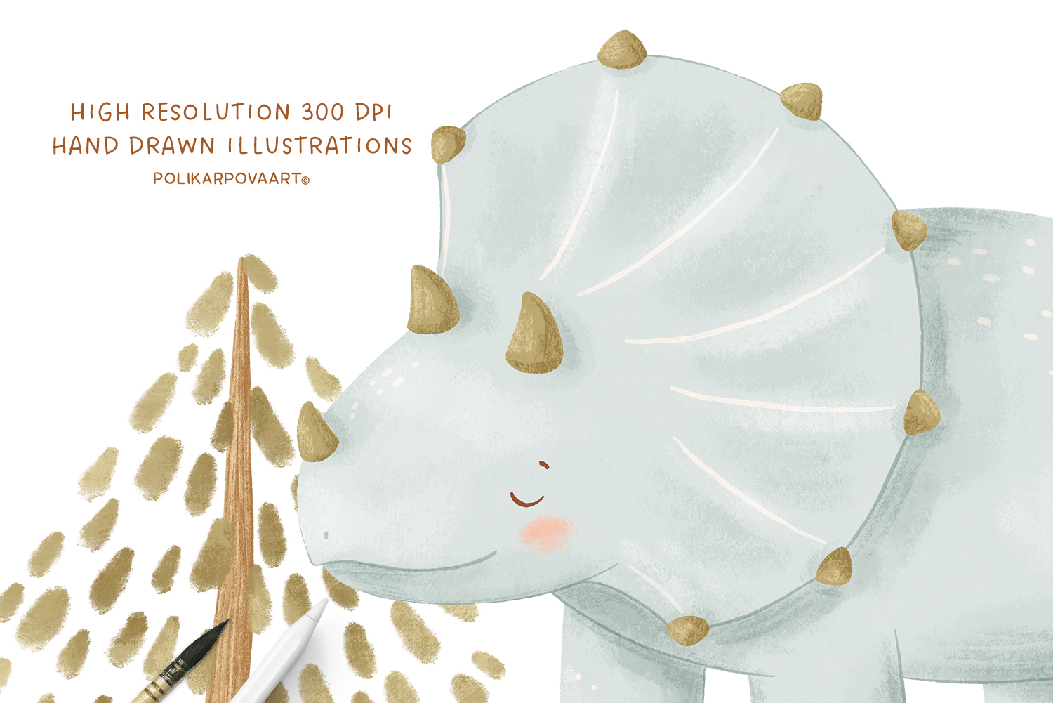 Collection "My friend Dinosaur" - graphic illustrations, compositions and patterns