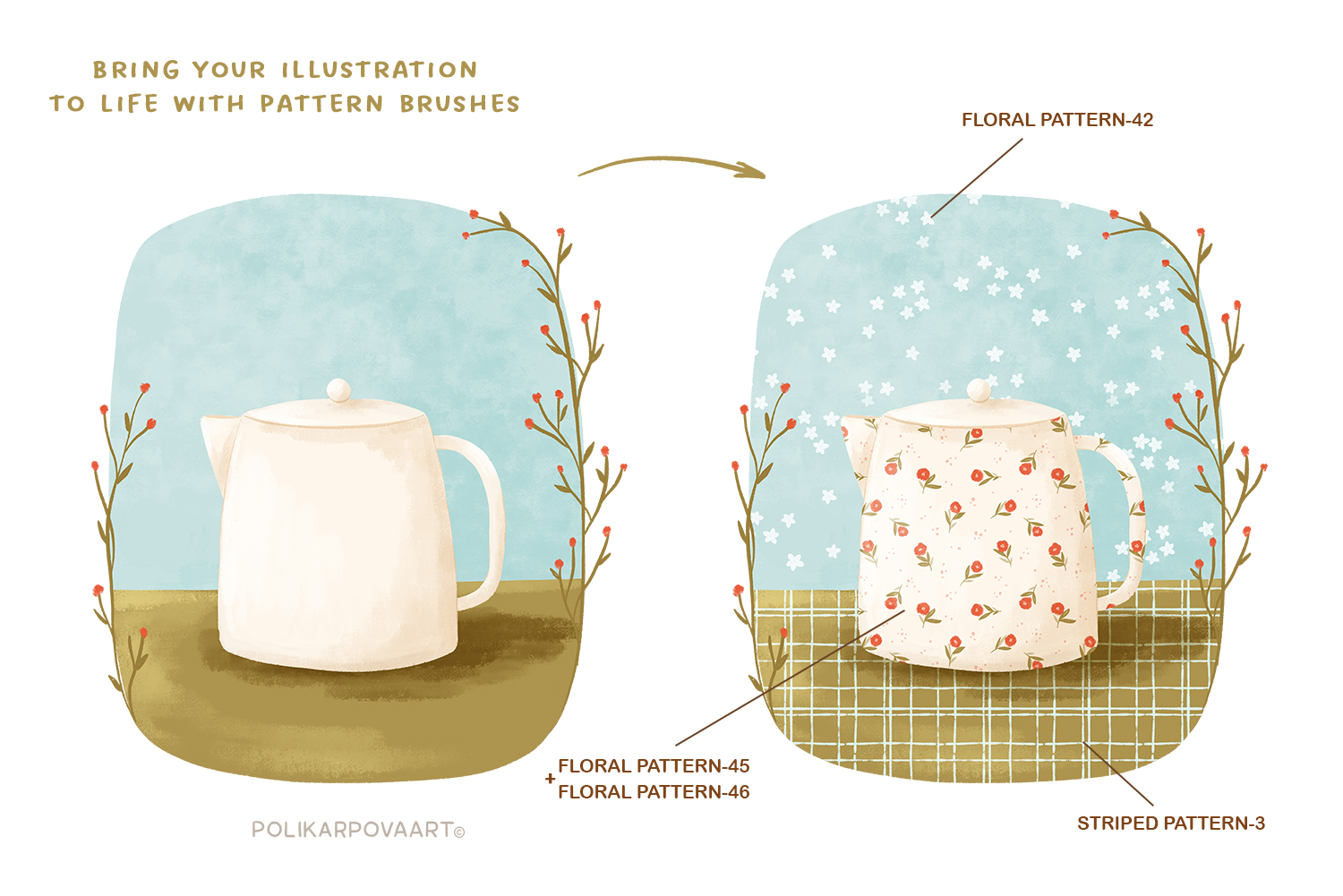 "Pattern Brushes 2" - a set of double pattern brushes for Procreate