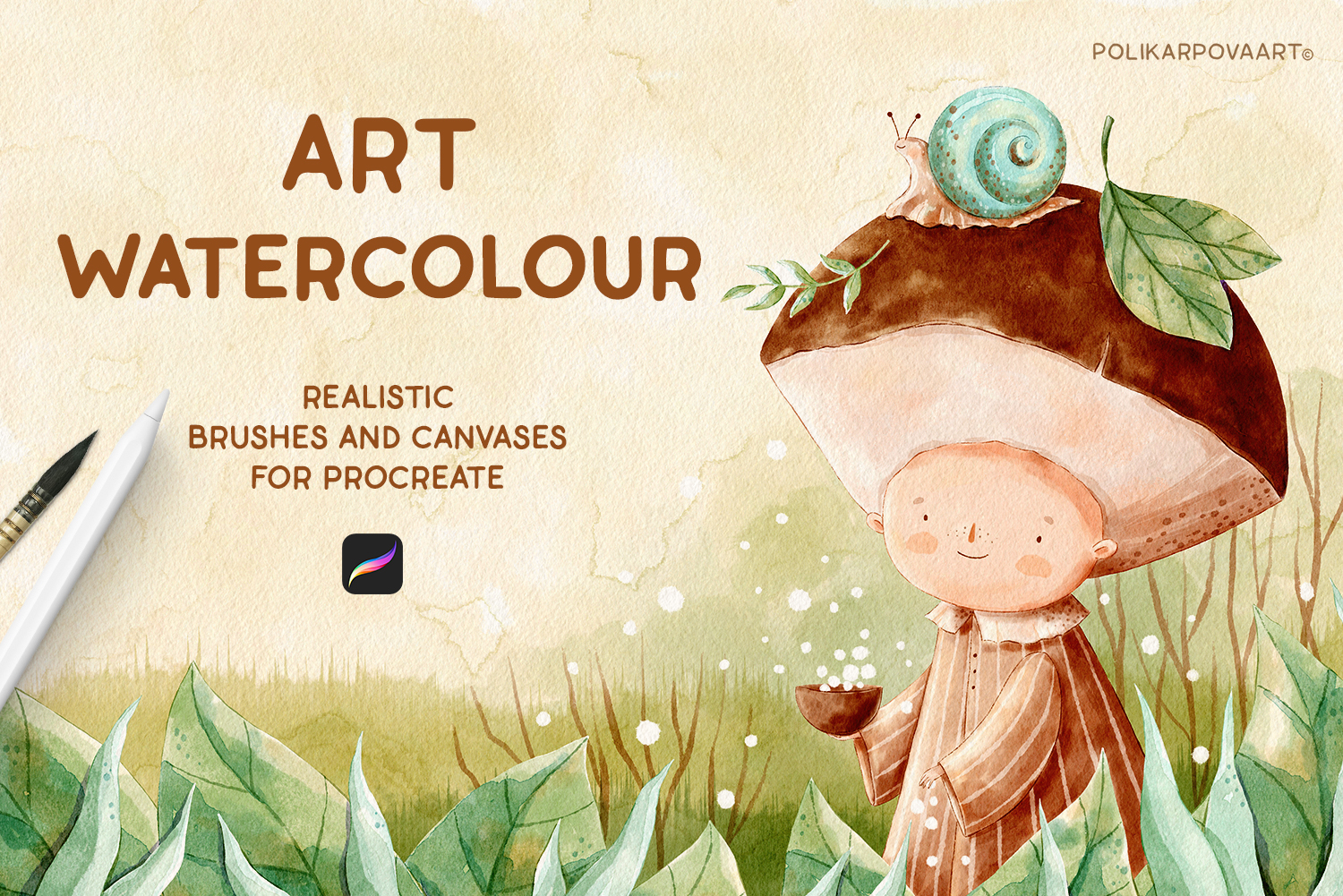 "Art Watercolor" - realistic watercolor brushes and canvases for Procreate