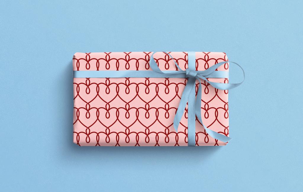 Упаковочная бумага Бесконечные сердца двухсторонняя  (розовый)